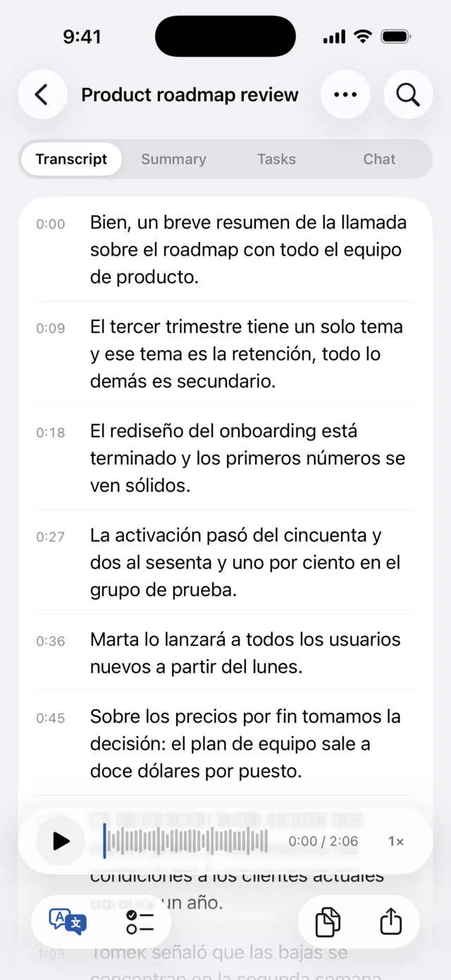 Transcript translated to Spanish with original timestamps preserved